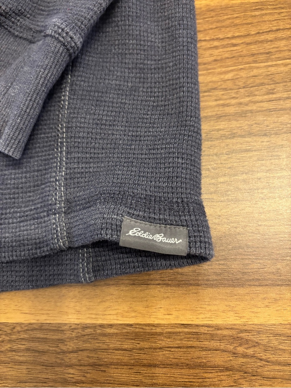 Eddie Bauer Men's Waffle Knit Crew Neck Pullover Sweatshirt Blue XL - Picture 6 of 12